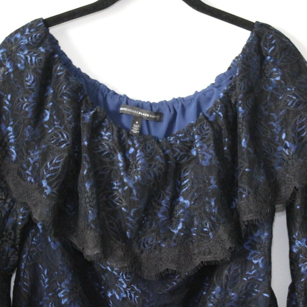 ✨BOGO White House Black Market Off the Shoulder Lace Top Size 8 WHBM H12486 - Picture 3 of 12